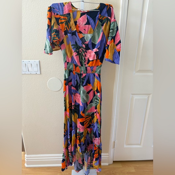 NWOT - Abel The Label Leonard Leaf Print Midi Dress - Size S - Picture 6 of 7